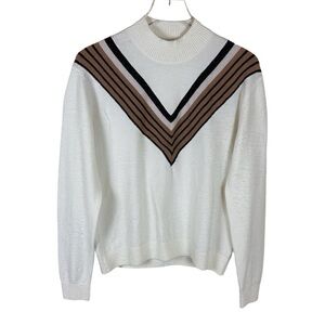 SPIRITUAL GANGSTER CREAM V STRIPE MOCK NECK SWEATER